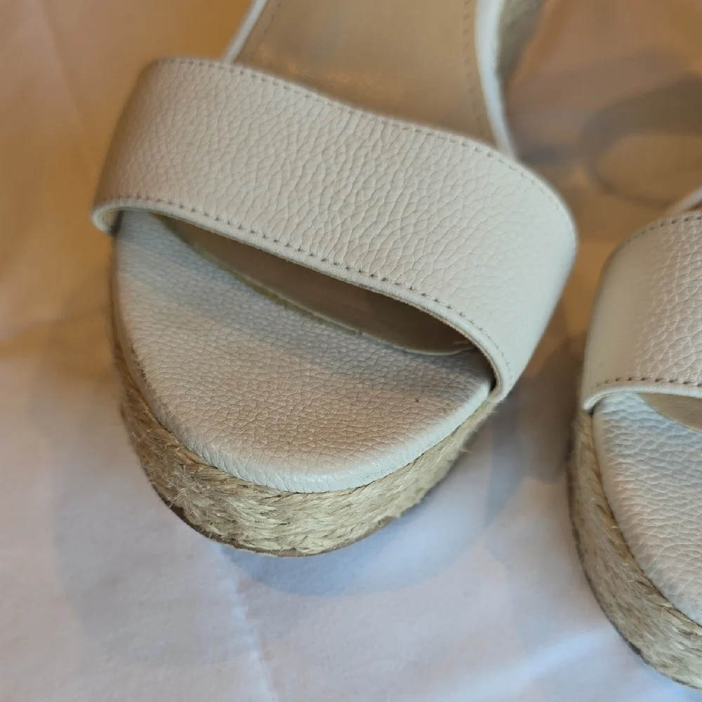 MICHAEL Michael Kors Jill Cream Espadrille Wedge Sandals Size 7 - Picture 6 of 10